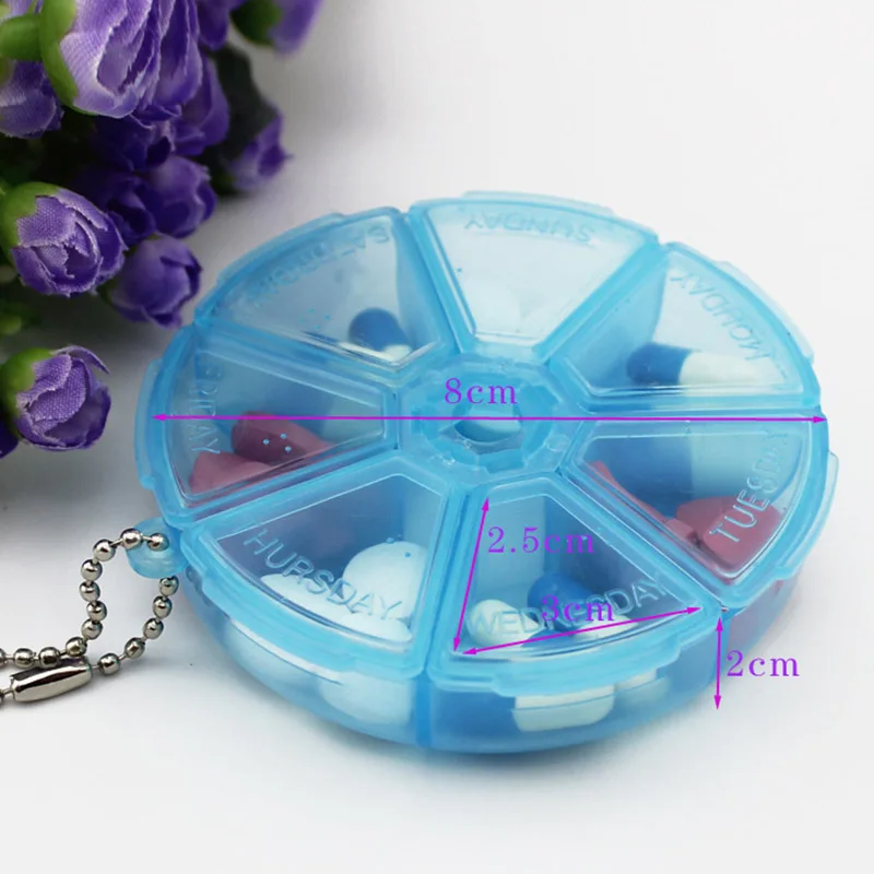 

Hot Portable 7 Slot Health Pill Case Organizer Medicine Drug Round Box SN-Hot