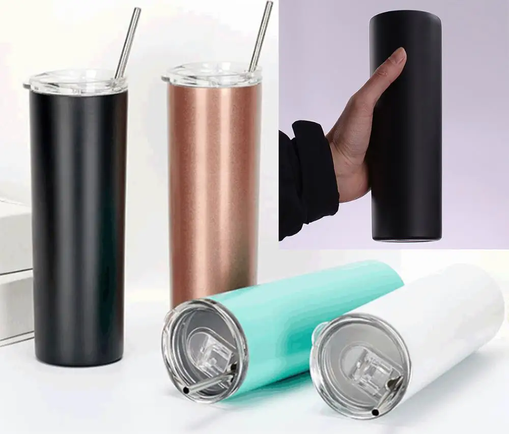 20oz Slim skinny Tumbler Tumblers with Lids  Wine Stainless Steel Double Vacuum Insulated Tumbler Cup Hot Cold Drinks