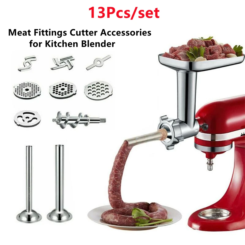 

1 Set Durable Kitchen Meat Fittings Cutter Rod Grinder Sausage Filling Attachment For Kitchen Aid Blender Cross Razor Steel