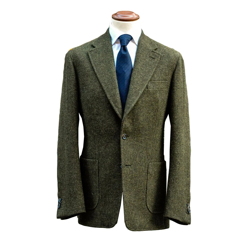 Classic Mens Suits Tweed One-Piece Suit Tweed Vintage Business Jacket Custom Woolen Wedding Tuxedos New in winter