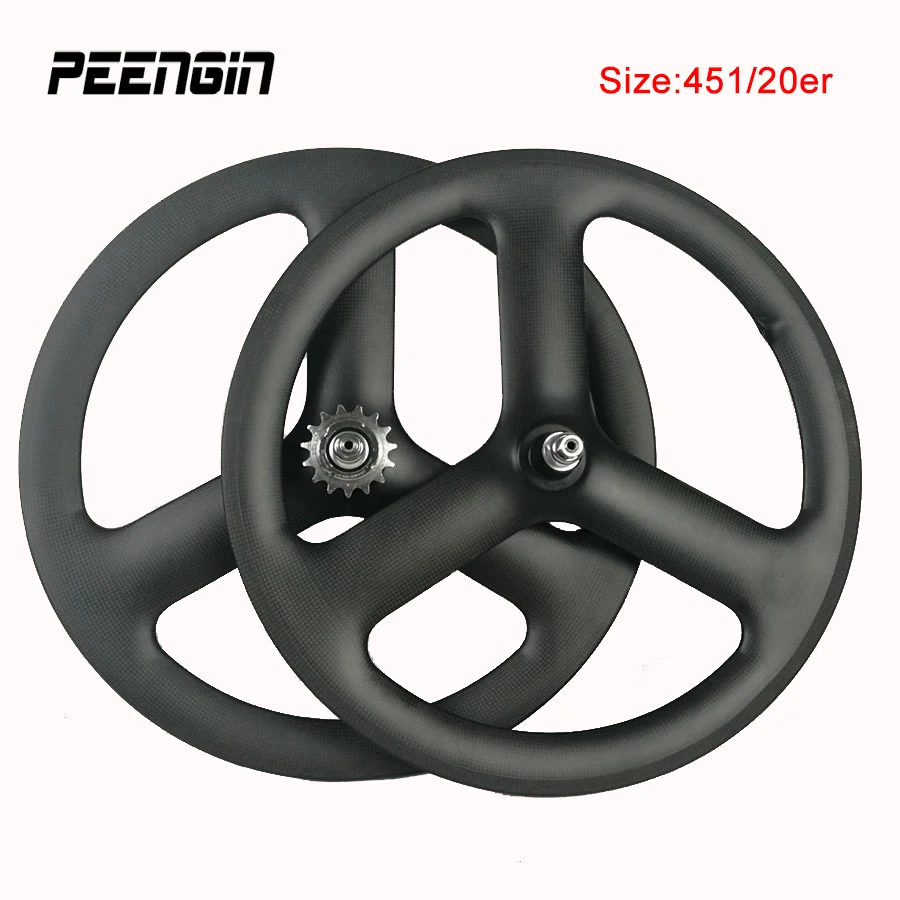 451 Triangle Tri Spoke Bike Cycling 20er Wheels Front/Rear Bicycle Fit For Road/Cyclocross Disc Brake Track Single French Valve