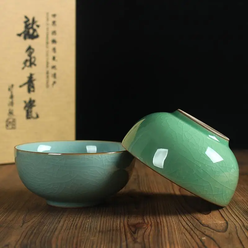 Ceramic Tableware Creative Rice Bowl Celadon Kiln 4.5 Inch Luohan Bowl Household Porridge Bowl Soup Bowl Dessert Bowl Ramen Bowl