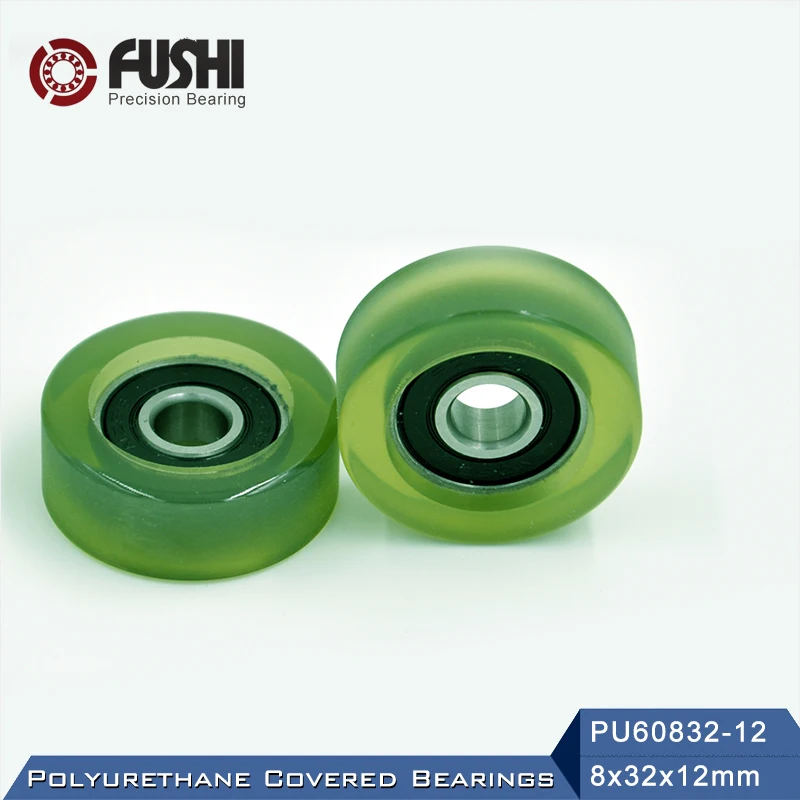 PU 608 Polyurethane Covered Bearing 8*32*12 mm ( 2 PCS ) Shaft 8mm PU60832-12 Urethane Cover PU608 Bearings