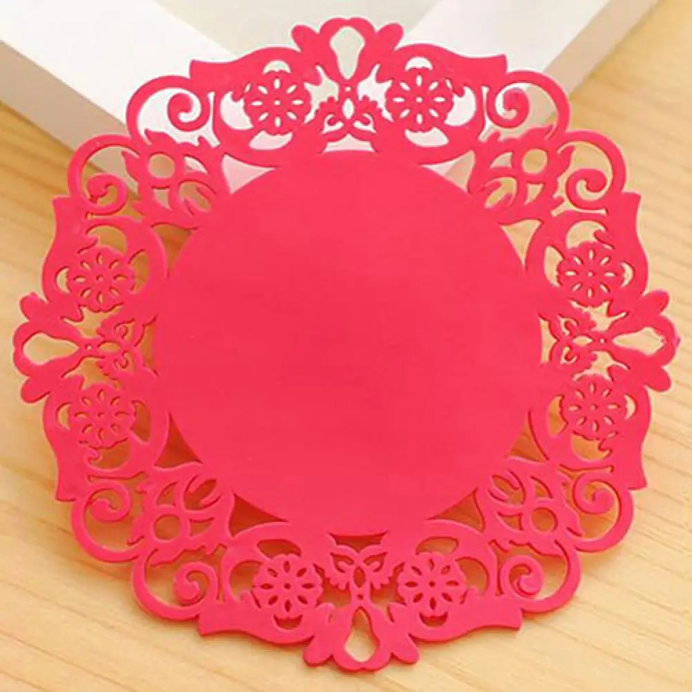 6 Pcs Lace Flower Doilies Silicone Coaster Tea Cup Mats Pad Insulation Placemat