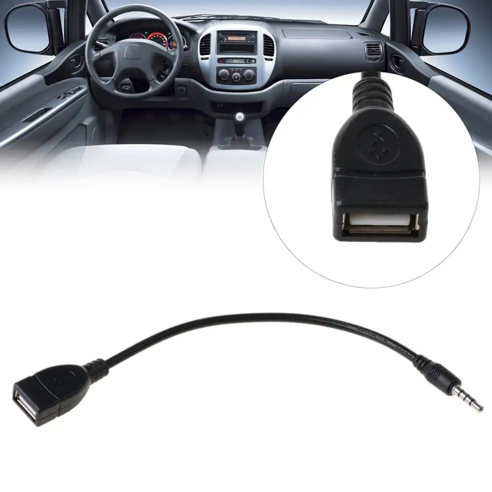 3.5mm Male AUX Audio Plug Jack To USB 2.0 Female Converter Cable Cord For Car MP3