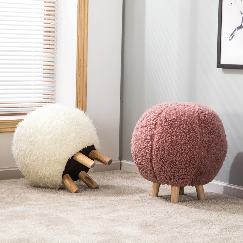 Children's Stool барный стул Creative Solid Wood Spherical Seat Removable And Washable Furniture Cloth Fashion Dressing Stools