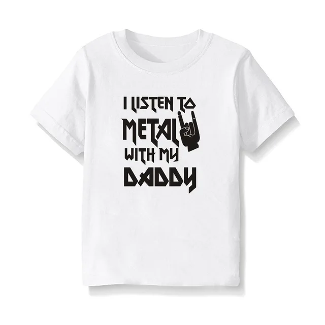 I Listen to Metal with My Mommy and Daddy Kids Summer Cotton Clothes Short Sleeve T Shirt Children Tops 1-10 Years