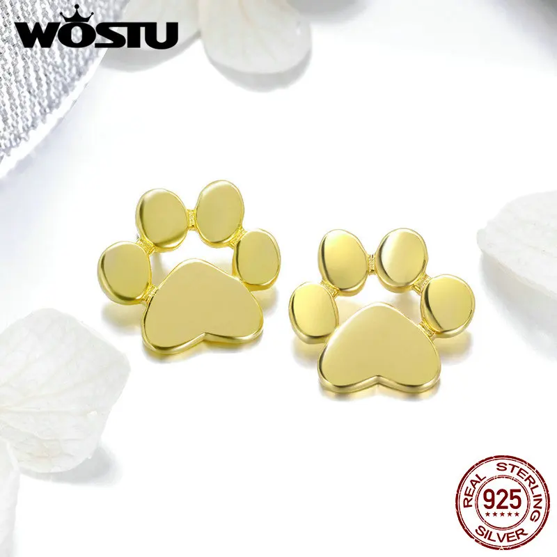 WOSTU Authentic 925 Sterling Silver Heart Shape Star Zircon Stud Earrings Women Wedding Luxury Fashion Fine Jewelry Making Gift