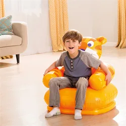 Sofá inflable portátil para niños, asiento de animales de dibujos animados, oso tigre para niños de 3 a 8 años, sillas de PVC encantadoras para niños, asientos para bebés