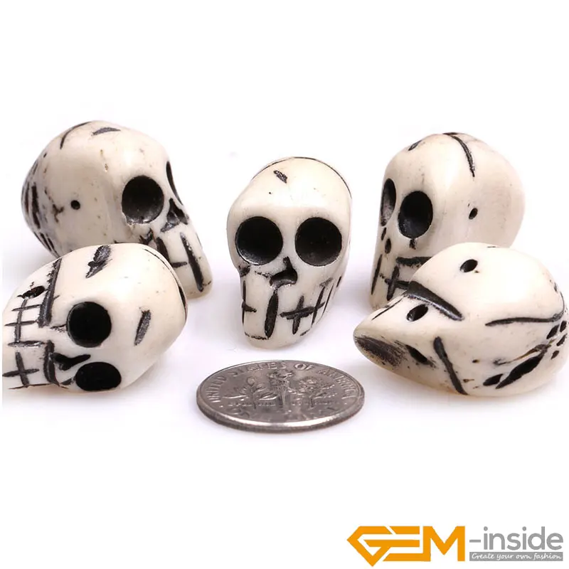 Halloween Artificial Skull Head Model Skull Bone Beads Scary Horror Skeleton Ornament Festival Party Home Decoration