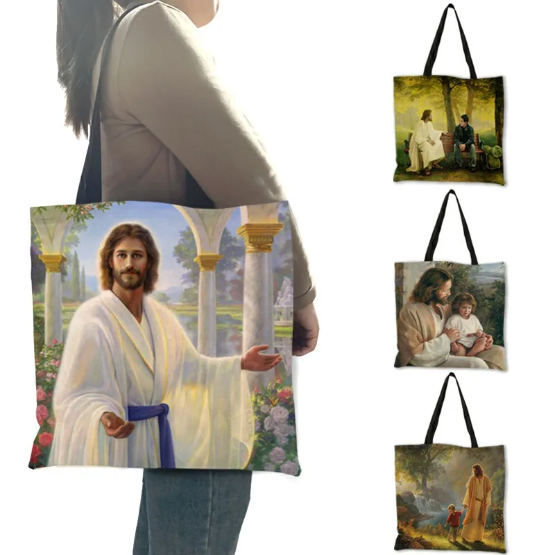 

Customized Jesus Christ Oil Painting Print Women's Shoulder Bag Practical Shopping Tote Handbag Ladies B13107