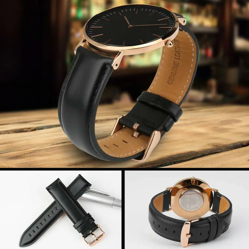 4-Color 18/19/20mm Width Optional Leather Watch Wrist Band Strap Bracelet Belt With Buckle For Daniel Wellington Durable