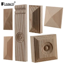 Runbaef-decalque de madeira, estatuetas, madeira esculpida, decoração, sem pintura, grandes folhas, coroa, retângulo, flor, móveis, portas e casa