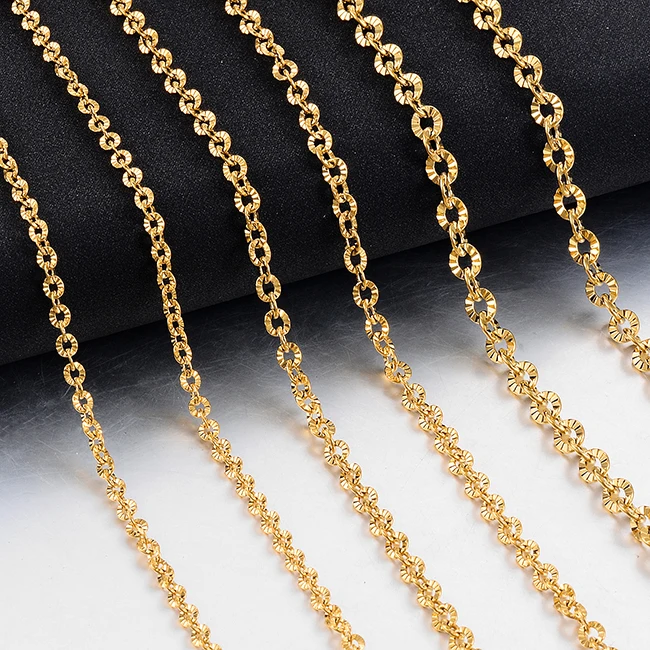 Vergoldete Damen-Halskette aus Edelstahl mit runden Metallgliedern, Schmuckzubehör – Detail 1