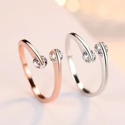 Adjustable Classic 2PCS Cubic Zirconia Finger Ring For Women Fashion Crystal Opening Wedding Engagement Jewelry Wholesale DFR008