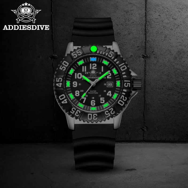 Addies Dive Men Outdoor Sports Watch Unidirectional Rotating Bezel Luminous Watch Alloy case Miyota 2115 Quartz Watches