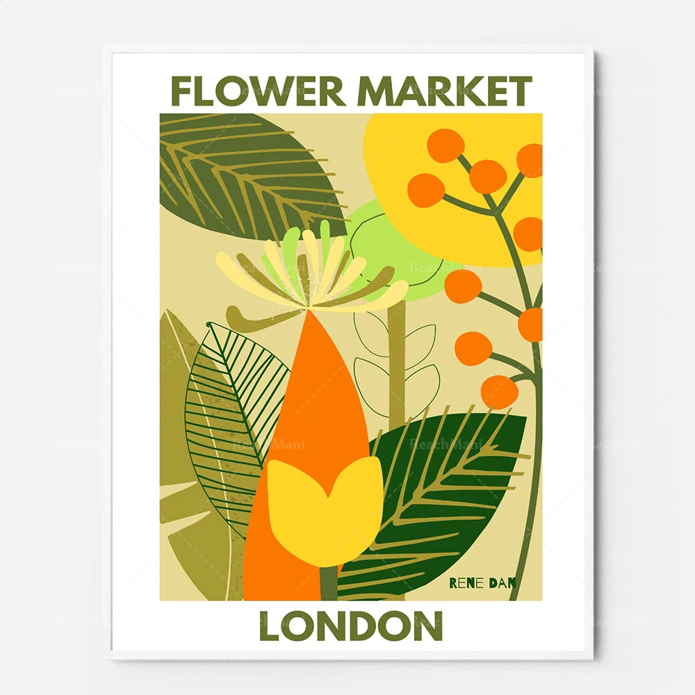 Londres, Columbia Road, marché aux fleurs, exposition, photo, fleur, affiche du marché, art mural