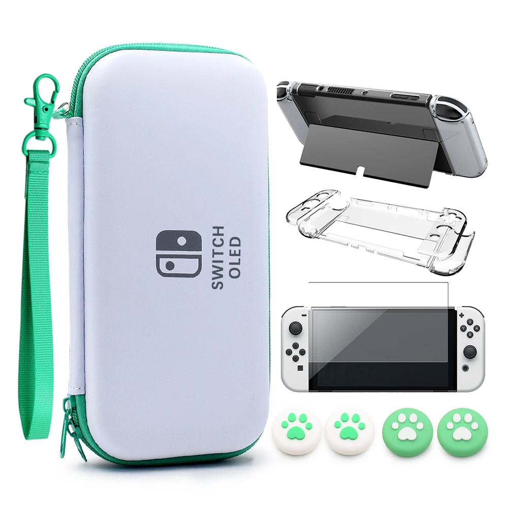 Switch OLED Accessories Kit Storage Carry Case Handbag PC Clear Cover Case With  Nanometer soft film  For Nintendo Switch OLED