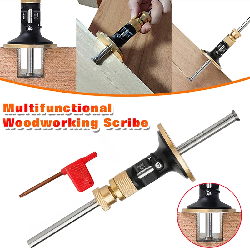 

European Scriber Ruler for Woodworking, Precision Marking Gauge, Automatic Carbide Blade, Line Scribing, Depth Measurement Tools