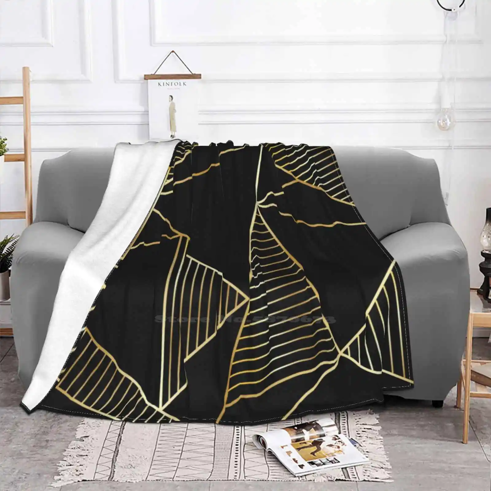 Gold Black Polygon Es Trend Style Funny Fashion Soft Throw Blanket Luxury Trendy Ele Rich Professional Modern Clean Executive