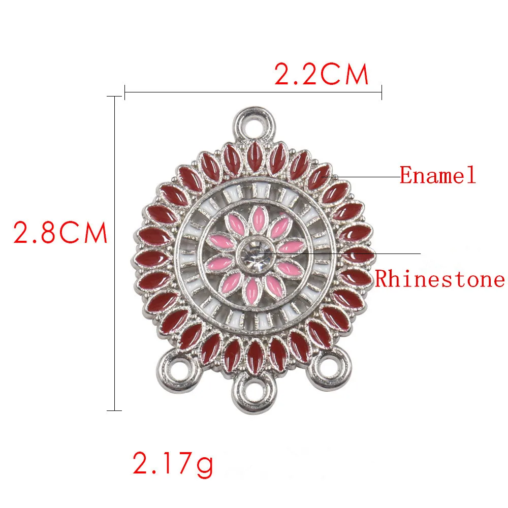 12 Stück Antik-Silber Blumen-Verbinder Schmuckanhänger Drei-Loch-Ohrring-Fassung Charms DIY Ohrring-Verbinder – Detail 1
