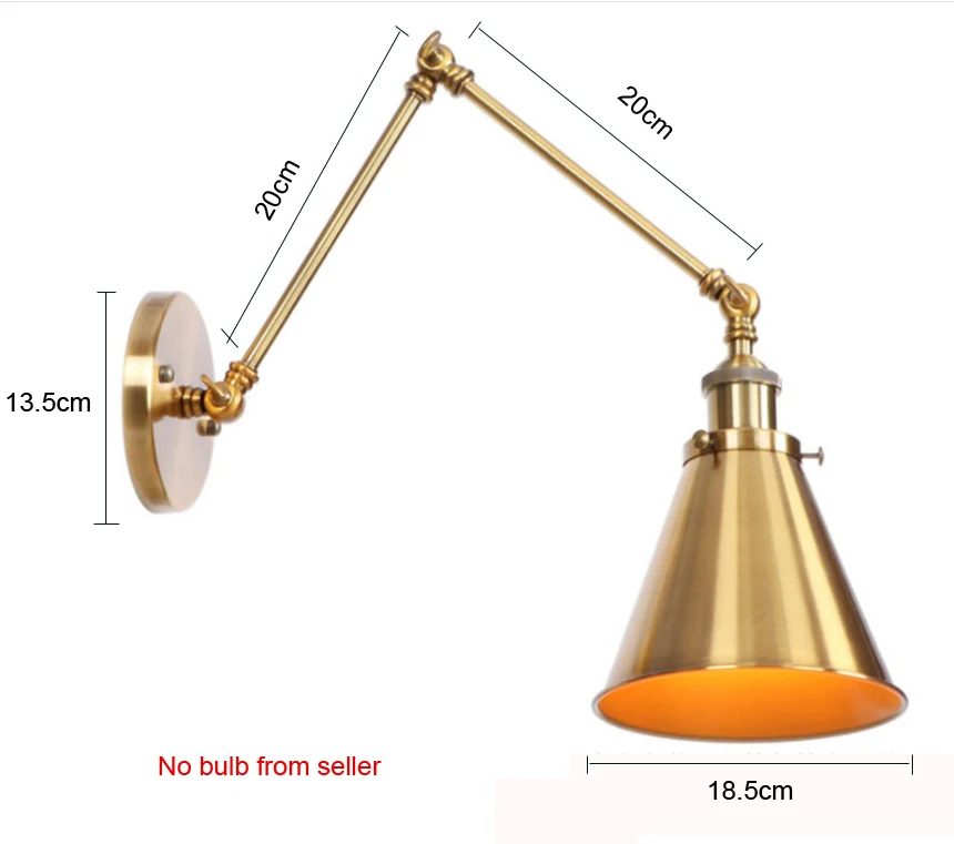 wecus Amerikanische Retro-Wandleuchte mit verstellbarem langem Arm, flexible goldene Lampe, Restaurant-Nachttisch, einziehbare Beleuchtungskörper 3