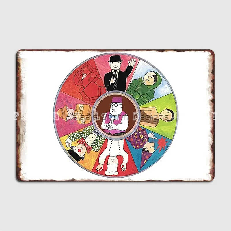 Mr Benn Colourful Circle Deign With The Shopkeeper In The Middle Poster Metal Plaque Party Designing Poster Tin Sign Posters