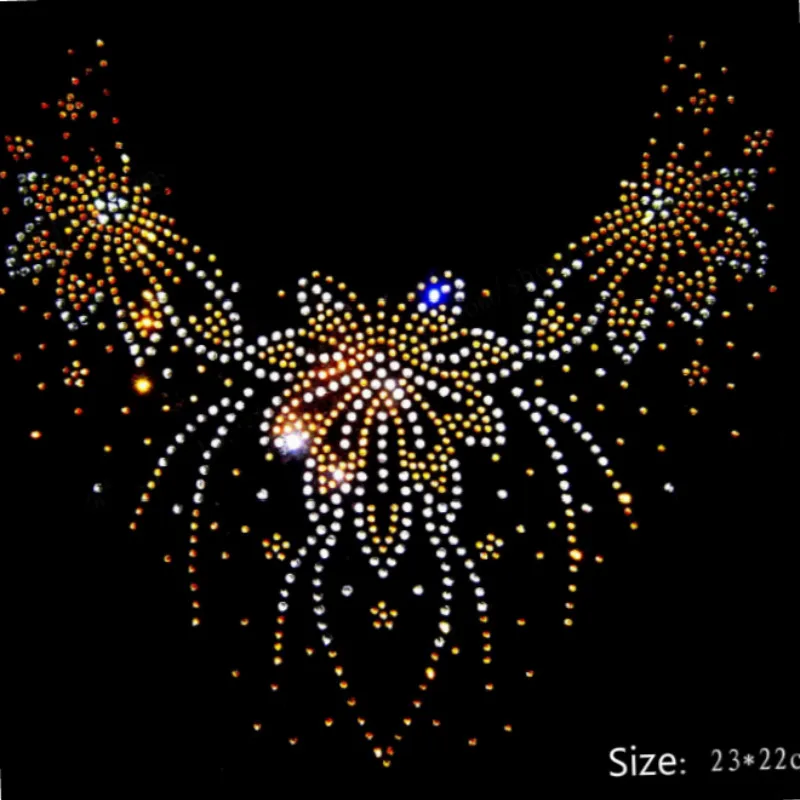 Sparkle Pattern strass Flower Diamante Transfer patch Sticker Iron On Hotfix Gem T Shirt Motif Bag