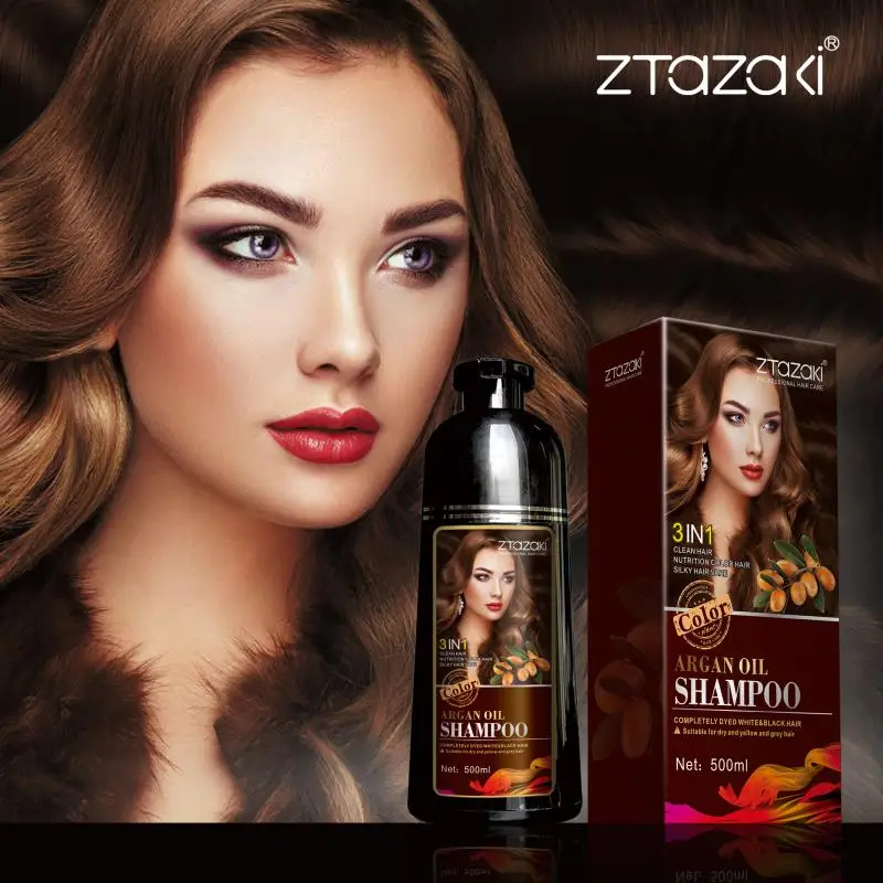 

5 Mins Fast Coloring Balck Chestnut Hair Dye Shampoo Natural Long Lasting Permanent Hair Color Dye Shampoo For Women and Men