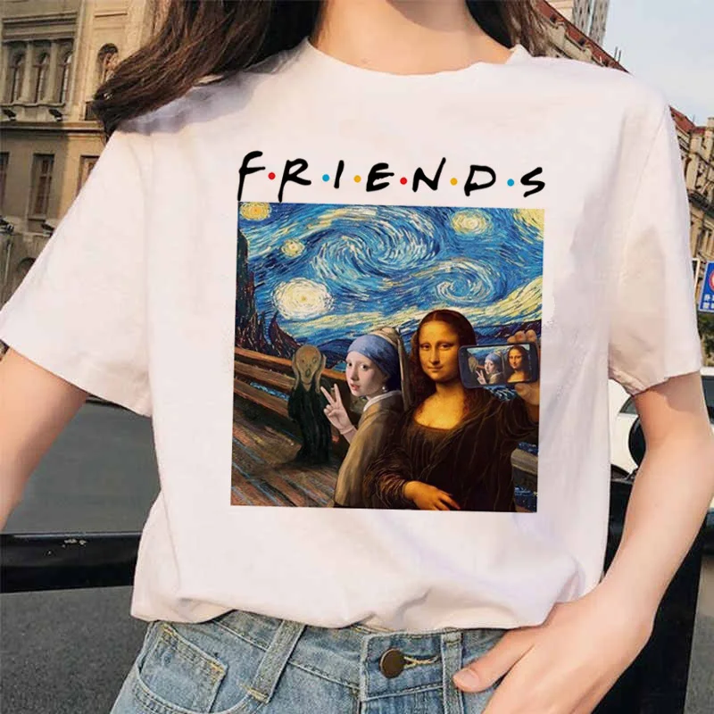 Mona Lisa T Shirt Hip Hop 90s Casual Friends Short Sleeve Clothes Streetwear Harajuku Style Women Top Tees Funny Tshirts Female