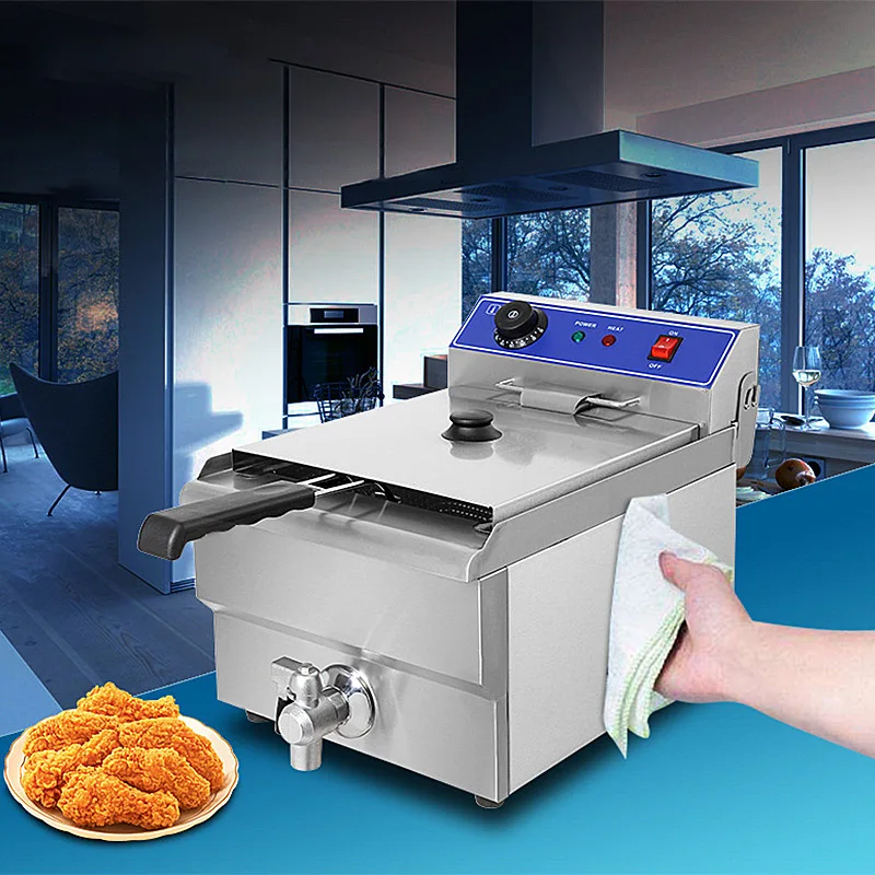 Freidora eléctrica individual de 13L, máquina de freír patatas fritas de acero inoxidable, pollo frito, 220v, 3250w