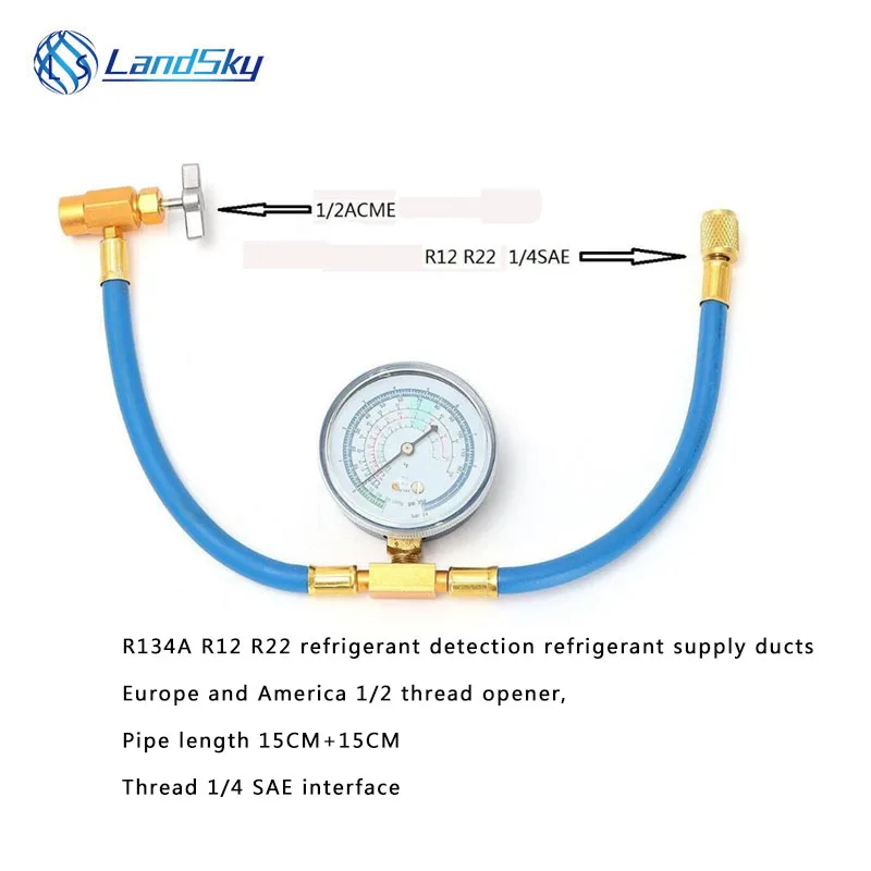 R134 AR12 R22 Automotive Air Conditioning Refrigerant Pipe Dedicated Supplemental Detection 1 / 2ACME Opener 350 Psi