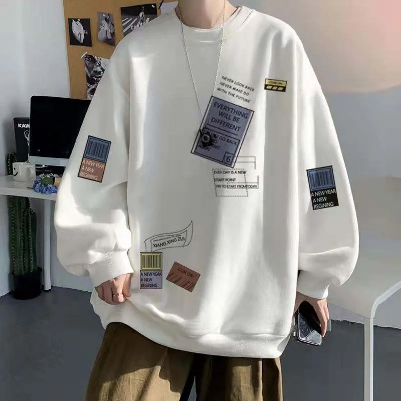 Sweatshirt Men 2021 New Spring And Autumn Loose Round Neck Trend Jacket Ins Hong Kong Style Wild Net Red Fried Street Top