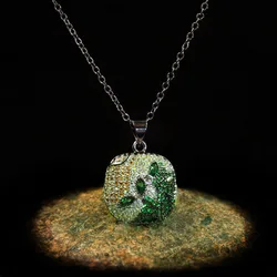 New High Quality Leave Green Zircon Pendant Necklace For Couple Women Party Travel Wedding Engagement Jewelry Gift