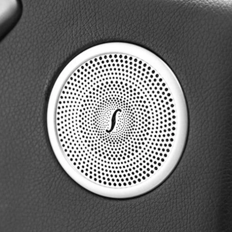 4Pcs Silver Aluminum Alloy Front+R Car Door Sound Speaker Chrome Cover Trim For Mercedes-Benz W166 ML X166 GL-CLass GLE