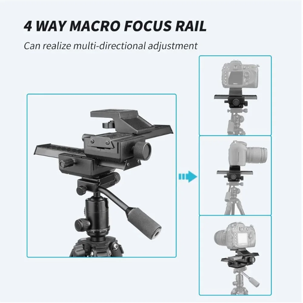 4 Way Macro Focusing Rail Slider for DSLR Camera Macro Camera Gimbal Stabilizer with 1/4\