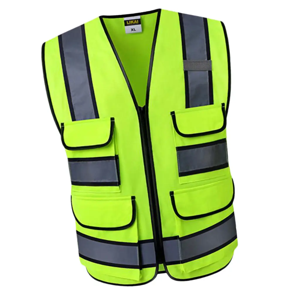 

Reflective Vest Safety Sleeveless Waistcoat With Zipper Yellow E