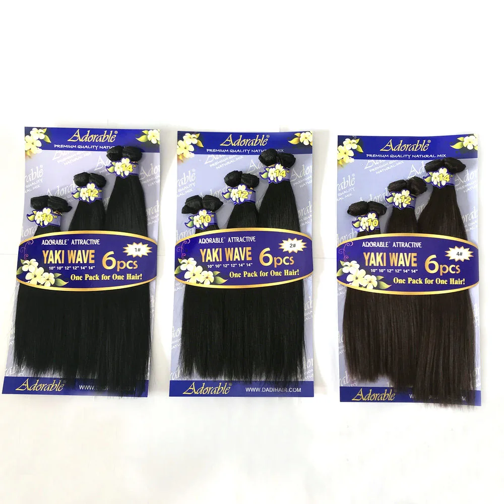 Adorable Packet Yaki Wave 6pcs Hair Extensions,Flat Iron Yaki Straight Full Packing Hair 6 Bundles Natural Color Mixed Two Tone