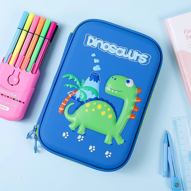 EVA Hard Pencil Case Cartoon Dinosaur Cat Storage School Pencil Box Pen Bag Estuche Escolar Pencilcase Korean Cute Stationery