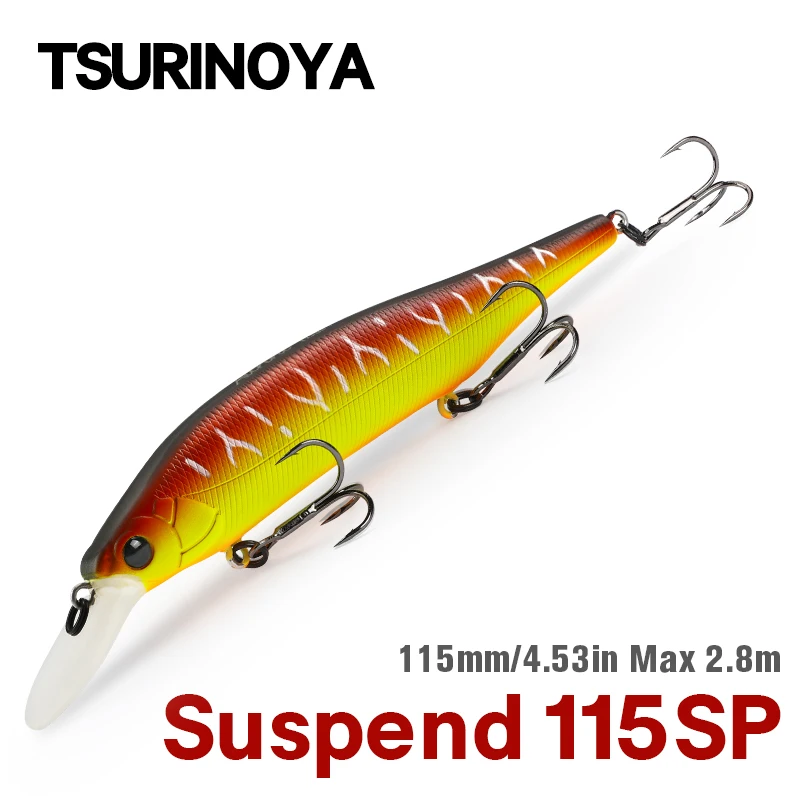 TSURINOYA  Suspending Minnow 115SP 115mm 17.2g Tungsten Weight System Fishing Lure AURORA Pike Bass Jerkbait Hard Bait