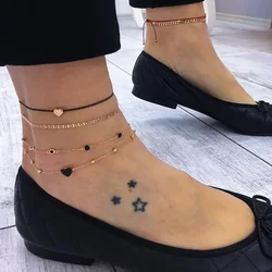 Fashion Exquisite Hand-made Popular Personality New Women's Heart-shaped Multi-layered Anklet Beach Holiday Set Accessories