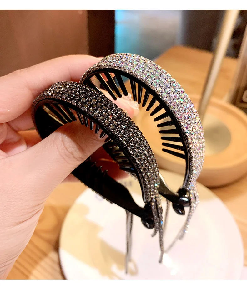 2022 new fashion Fringed Rhinestone Ball Head Ponytail Buckle Hair Tie Grasping Clip for Women Girl Accessories Headwear