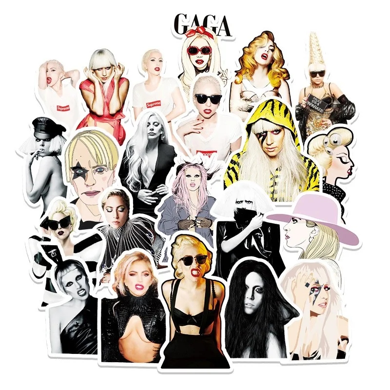 10/30/50pcs  Lady Gaga Sexy Actress  Graffiti  Stickers Crazy Fans Waterproof Skateboard Travel Suitcase Phone Laptop Luggage