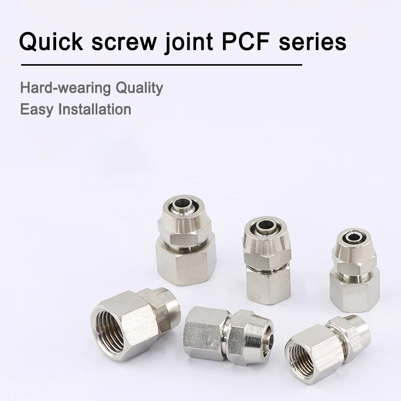 1 PC Pneumatic Metal pneumatic quick-screw air pipe joint threaded elbow PCF4-01/PCF6-01/PCF8-01/PCF10-01/PCF12-01/PCF14/PCF16