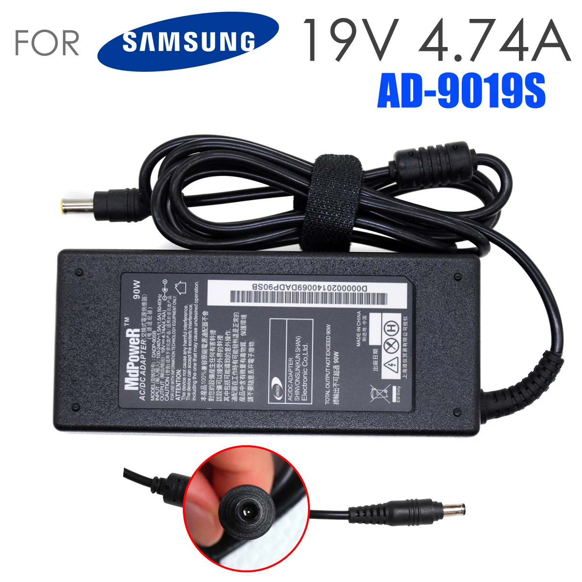 

For samsung NF310 NP 305V5A E3415 NP275E5V NP300E5X NP300E7Z NP300V5A NP3445E laptop power supply AC adapter charger 19V 4.74A