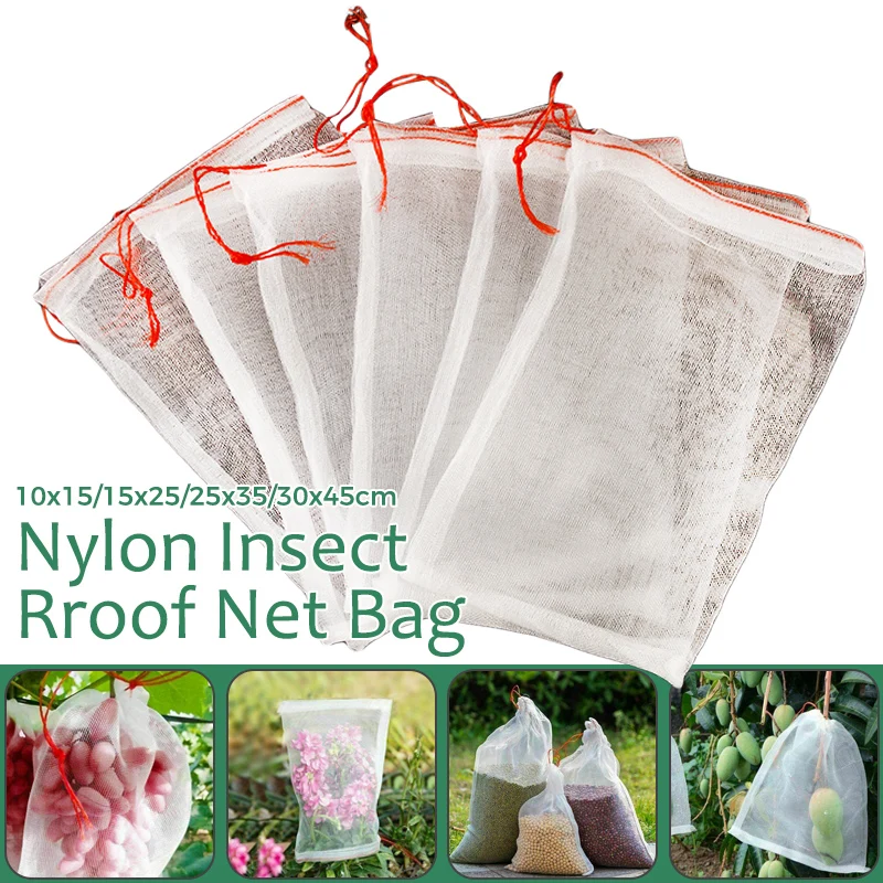 

100Pcs/Set Nylon Insect Mosquito Proof Net Bags Garden Fruit Tree Cover Bags Grape Fig Flower Seed Vegetable Protection Mesh Bag