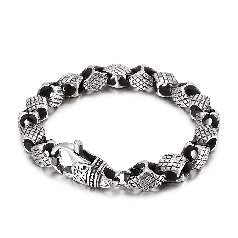 

European and American style retro totem geometric men's bracelet punk titanium steel bracelet