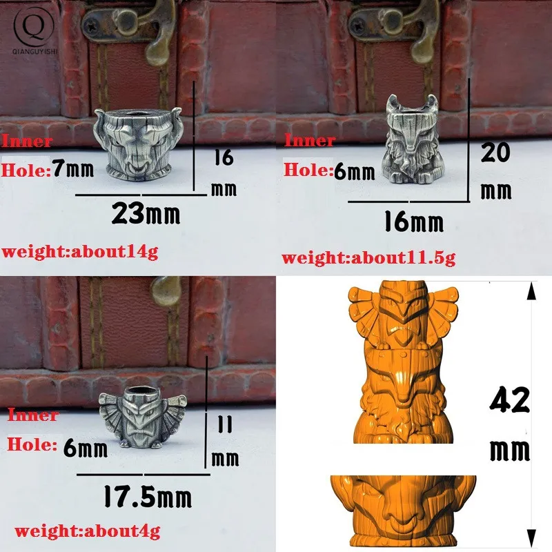Brass Egyptian Patron Saint Foxes Knife Pendants EDC Outdoor Products DIY Paracord Beads Copper Umbrella Rope Hangings Keyrings