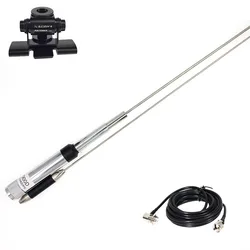 Mobile Radio Quad Band Antenna 144/220/350/440MHz for QYT KT-7900D Car Mobile Radio+RB400 Clip with Feeder Cable M5