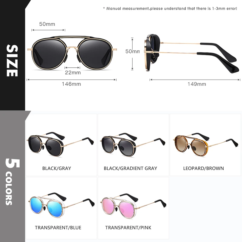 LIOUMO – lunettes de soleil polarisées pour hommes et femmes, de haute qualité, Steampunk, rondes, Vintage, protection UV400, zonnebril heren